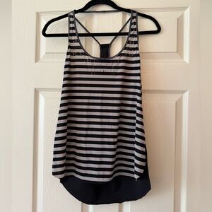 Lululemon Athletica Black and Gray Striped Tank Top